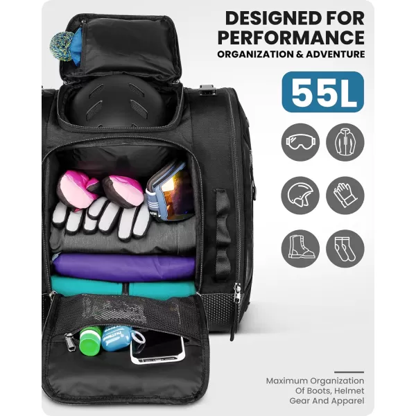 OutdoorMaster Boot Bag  Upgraded Ski Boots and Snowboard Boots Bag Excellent for Travel with Waterproof Exterior amp Bottom  for Men Women and Youth 55LBlack