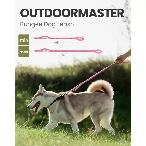 OutdoorMaster Bungee Dog Leash Heavy Duty Dog Leash with Shock Absorption 2 Padded Handles Training Leash Improved Dog Safety and Comfort Tan 4 FTMAX49Upgraded Pink