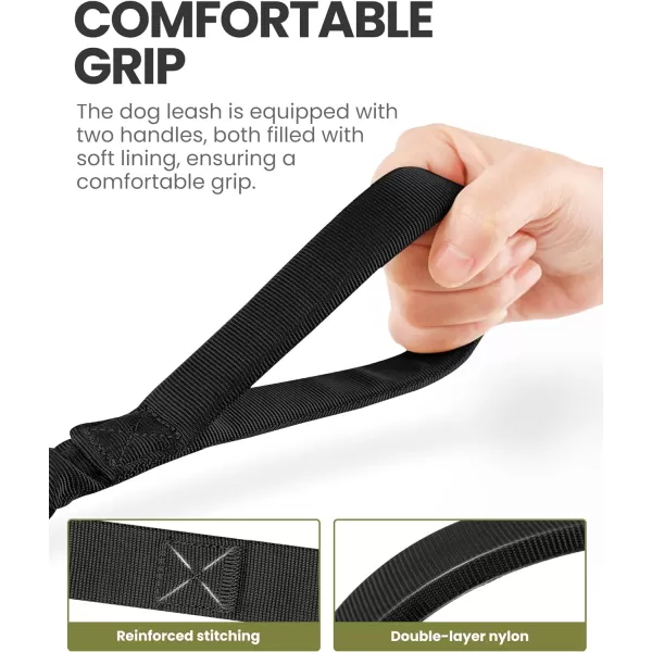 OutdoorMaster Bungee Dog Leash Heavy Duty Dog Leash with Shock Absorption 2 Padded Handles Training Leash Improved Dog Safety and Comfort Tan 4 FTMAX49 Black