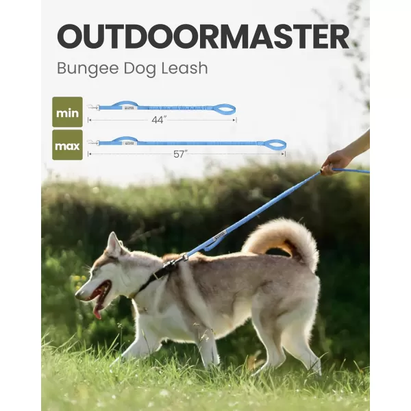 OutdoorMaster Bungee Dog Leash Heavy Duty Dog Leash with Shock Absorption 2 Padded Handles Training Leash Improved Dog Safety and Comfort Tan 4 FTMAX49 Blue