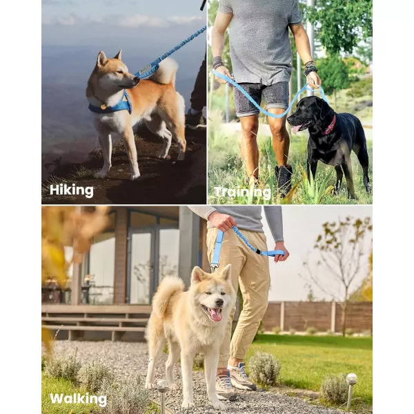 OutdoorMaster Bungee Dog Leash Heavy Duty Dog Leash with Shock Absorption 2 Padded Handles Training Leash Improved Dog Safety and Comfort Tan 4 FTMAX67Upgraded Blue