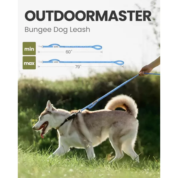 OutdoorMaster Bungee Dog Leash Heavy Duty Dog Leash with Shock Absorption 2 Padded Handles Training Leash Improved Dog Safety and Comfort Tan 4 FTMAX67 Blue