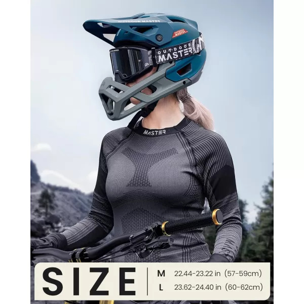 OutdoorMaster Full Face Mountain Bike Helmet for Men  WomenTwo Removable Chin Pad Mountain Bike Helmet Grizzly Ventilation Lightweight Racing Downhill DH BMX MTB HelmetAzure Blue