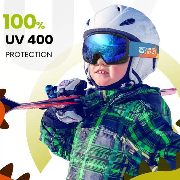 OutdoorMaster Kids Ski Goggles Snowboard Goggles  Youth Snow GogglesBluelens Vlt 19