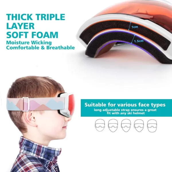 OutdoorMaster Kids Ski Goggles Snowboard Goggles  Youth Snow GogglesHalo