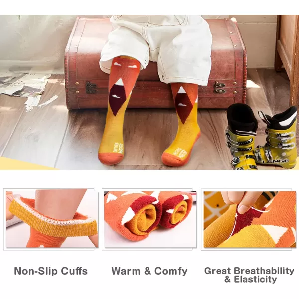 OutdoorMaster Kids Ski Socks  Merino Wool Blend Over the Calf Design wNonSlip CuffCarrot Orange  2 Pack