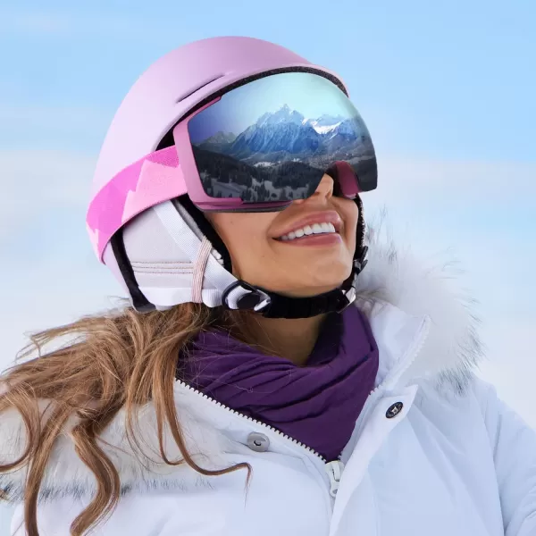 OutdoorMaster Lazurite Ski Helmet  Snowboard Helmet for Men WomenYouth amp KidsA01Pink