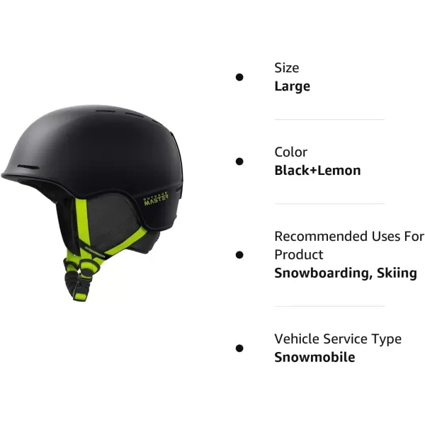 OutdoorMaster Lazurite Ski Helmet  Snowboard Helmet for Men WomenYouth amp KidsBlackLemon