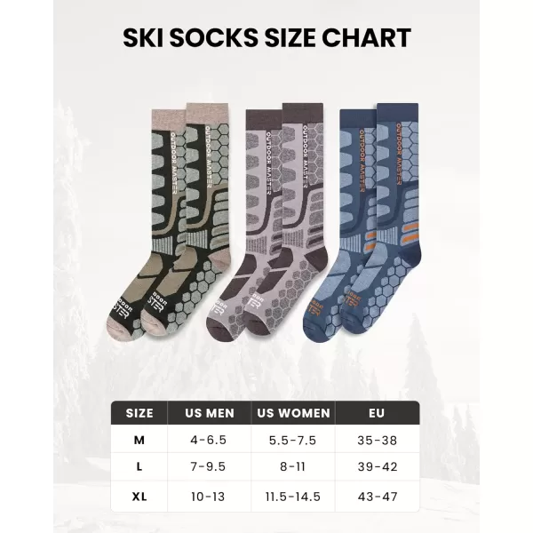 OutdoorMaster Merino Wool Ski Socks 23 Pairs Compression Over The Calf for Men amp Women Winter Snowboard Thermal SocksDark Greengraydark Blue