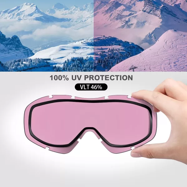 OutdoorMaster OTG Ski Goggles  Over Glasses SkiSnowboard Goggles for Men Women amp Youth  100 UV ProtectionA1vlt 46