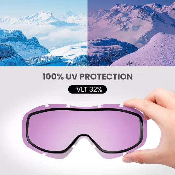 OutdoorMaster OTG Ski Goggles  Over Glasses SkiSnowboard Goggles for Men Women amp Youth  100 UV ProtectionGreen Vlt 32