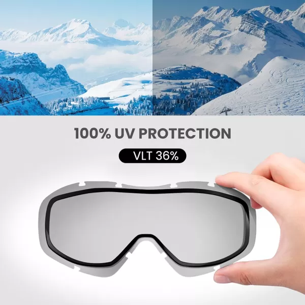 OutdoorMaster OTG Ski Goggles  Over Glasses SkiSnowboard Goggles for Men Women amp Youth  100 UV ProtectionIceblue Vlt 36