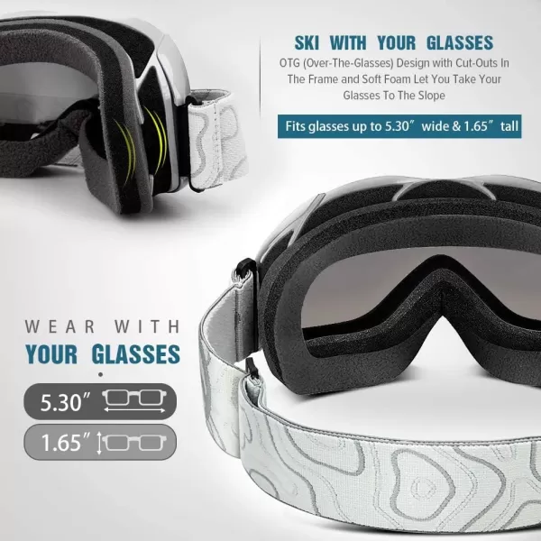 OutdoorMaster OTG Ski Goggles  Over Glasses SkiSnowboard Goggles for Men Women amp Youth  100 UV ProtectionVlt 12