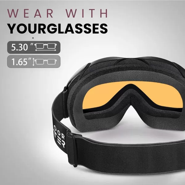 OutdoorMaster OTG Ski Goggles  Over Glasses SkiSnowboard Goggles for Men Women amp Youth  100 UV ProtectionVlt 65