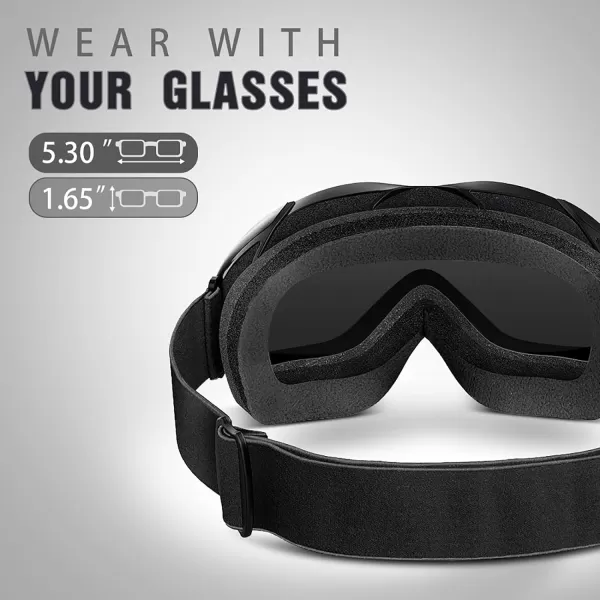 OutdoorMaster OTG Ski Goggles  Over Glasses SkiSnowboard Goggles for Men Women amp Youth  100 UV ProtectionVlt 8