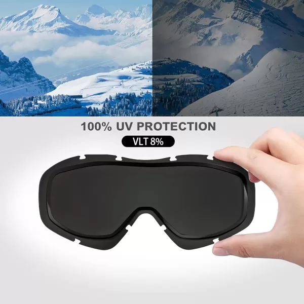 OutdoorMaster OTG Ski Goggles  Over Glasses SkiSnowboard Goggles for Men Women amp Youth  100 UV ProtectionVlt 8