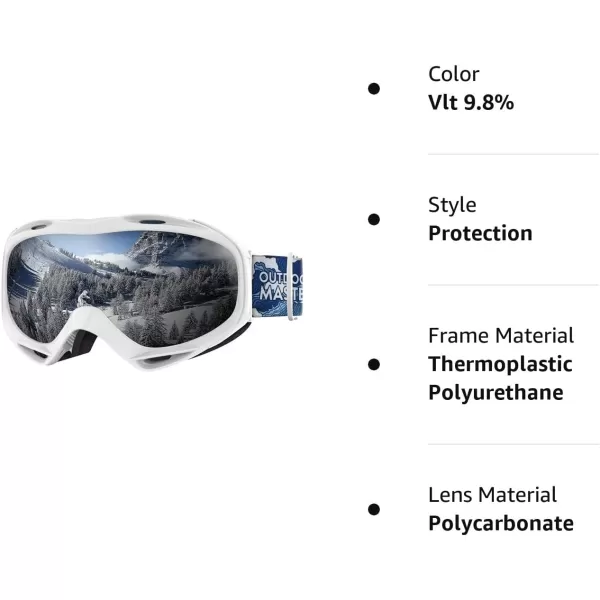 OutdoorMaster OTG Ski Goggles  Over Glasses SkiSnowboard Goggles for Men Women amp Youth  100 UV ProtectionVlt 98