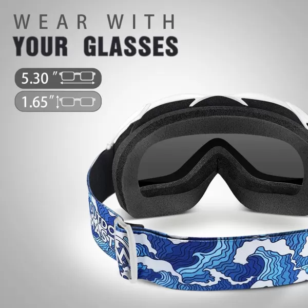OutdoorMaster OTG Ski Goggles  Over Glasses SkiSnowboard Goggles for Men Women amp Youth  100 UV ProtectionVlt 98