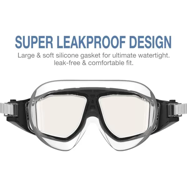 OutdoorMaster Swim Mask  Wide View Swimming Mask amp Goggles AntiFog WaterproofBlack With Mirror Lens