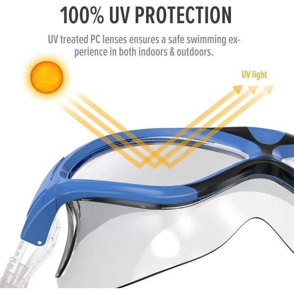 OutdoorMaster Swim Mask  Wide View Swimming Mask amp Goggles AntiFog WaterproofBlue