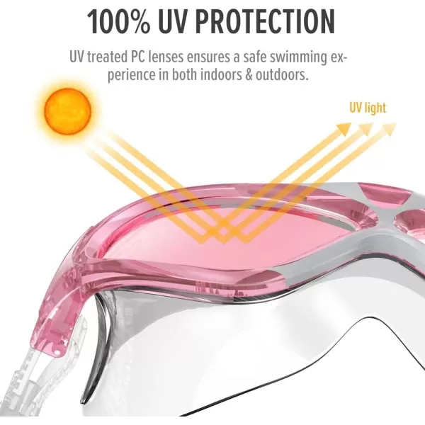 OutdoorMaster Swim Mask  Wide View Swimming Mask amp Goggles AntiFog WaterproofPink