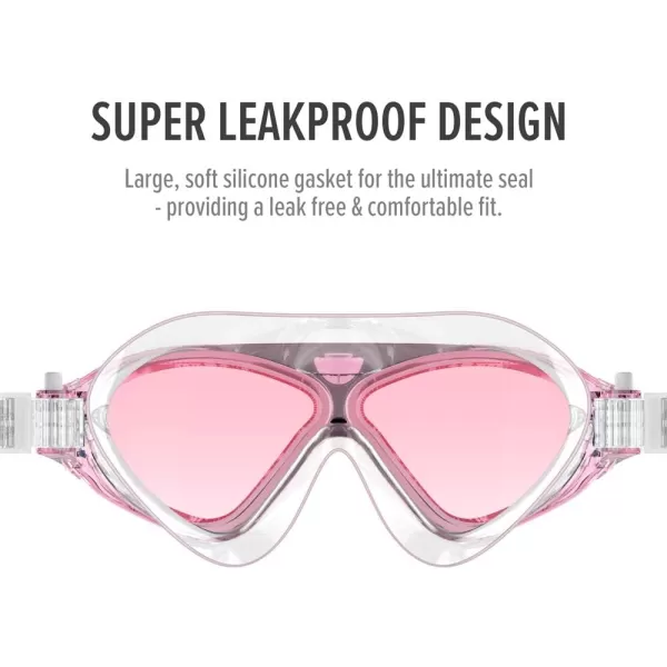 OutdoorMaster Swim Mask  Wide View Swimming Mask amp Goggles AntiFog WaterproofPink