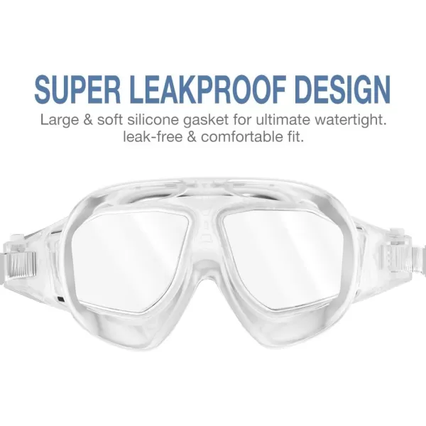 OutdoorMaster Swim Mask  Wide View Swimming Mask amp Goggles AntiFog WaterproofWhite