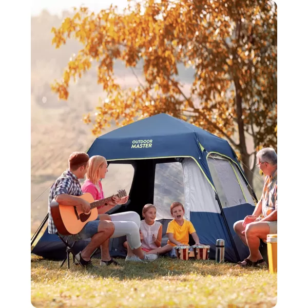 OutdoorMaster Tents 468 Person Camping Tent with Dark Space Technology Easy Setup in 60 Seconds Weatherproof Pop Up Tent for Camping with Top Rainfly Instant Cabin TentBlue