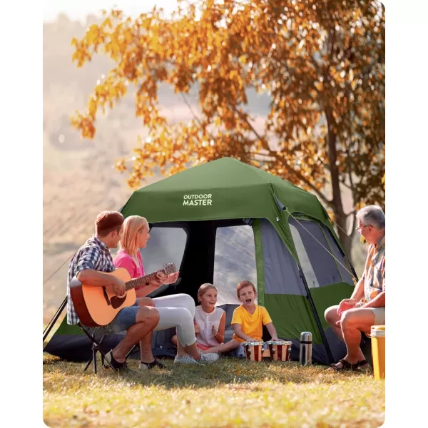 OutdoorMaster Tents 468 Person Camping Tent with Dark Space Technology Easy Setup in 60 Seconds Weatherproof Pop Up Tent for Camping with Top Rainfly Instant Cabin TentAmy Green