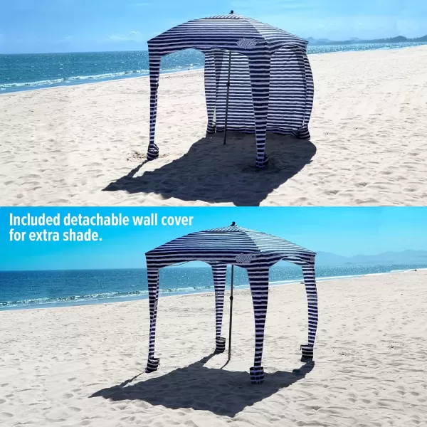 Qipi Beach Cabana  Easy to Set Up Canopy Waterproof Portable 6 x 6 Beach Shelter Included Side Wall Shade with UPF 50 UV Protection Ultimate Sun Umbrella  for Kids Family amp FriendsSailor Stripes