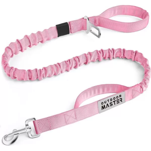 OutdoorMaster Bungee Dog Leash Heavy Duty Dog Leash with Shock Absorption 2 Padded Handles Training Leash Improved Dog Safety and Comfort Tan 4 FTMAX49Upgraded Pink