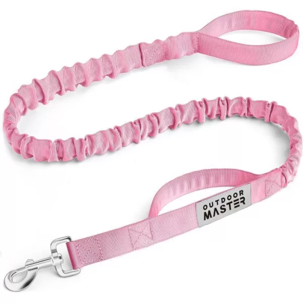 OutdoorMaster Bungee Dog Leash Heavy Duty Dog Leash with Shock Absorption 2 Padded Handles Training Leash Improved Dog Safety and Comfort Tan 4 FTMAX49 Pink