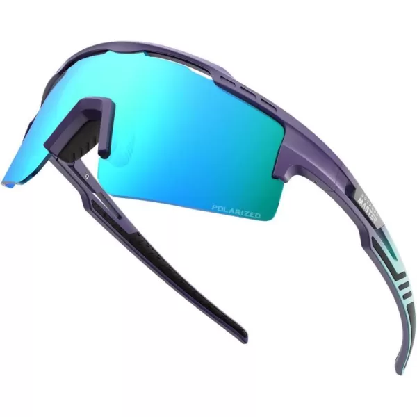 OutdoorMaster Hawk II Polarized Sports Sunglasses for Men Women UV400 Protection Cycling Baseball Running Fishing GolfBlue Framerevo Blue Cat3