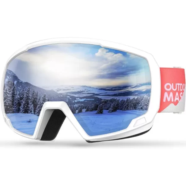 OutdoorMaster Kids Ski Goggles Snowboard Goggles  Youth Snow GogglesA03white Frame Grey Lens