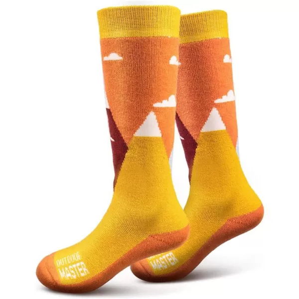 OutdoorMaster Kids Ski Socks  Merino Wool Blend Over the Calf Design wNonSlip CuffCarrot Orange  2 Pack