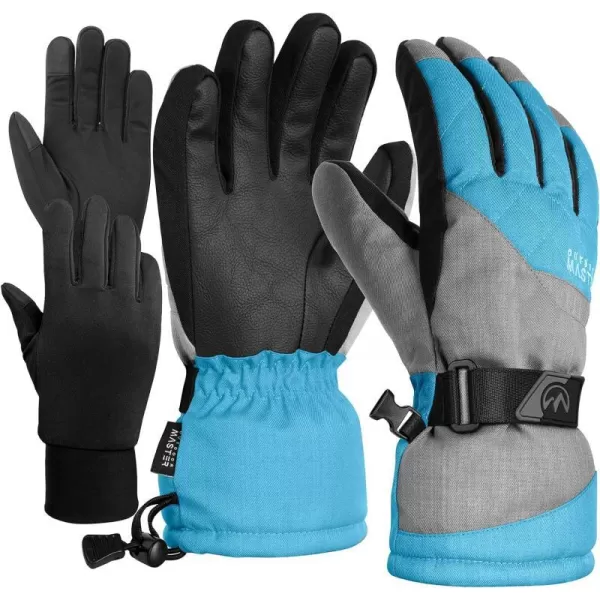 OutdoorMaster Ski amp Snow Gloves Winter Waterproof Thermal Gloves for Adult Men amp Women Winter Sports Skiing SnowboardingLake