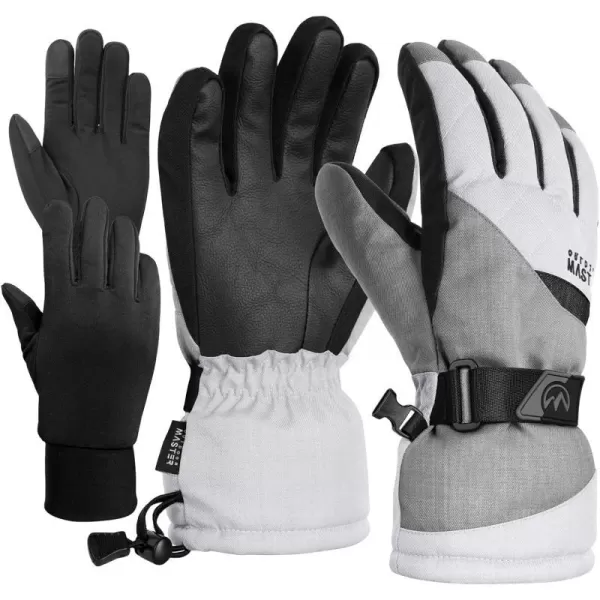 OutdoorMaster Ski amp Snow Gloves Winter Waterproof Thermal Gloves for Adult Men amp Women Winter Sports Skiing SnowboardingSilver