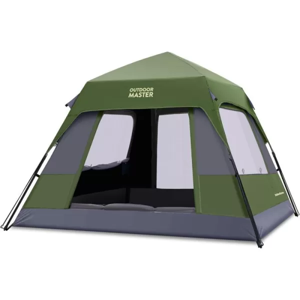 OutdoorMaster Tents 468 Person Camping Tent with Dark Space Technology Easy Setup in 60 Seconds Weatherproof Pop Up Tent for Camping with Top Rainfly Instant Cabin TentAmy Green