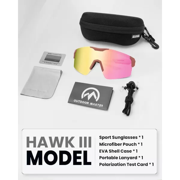 OutdoorMaster Hawk III Polarized Sports Sunglasses for Men Women UV400 Protection TR90 Frame Cycling SunglassesPinkframe Pinklens Cat3