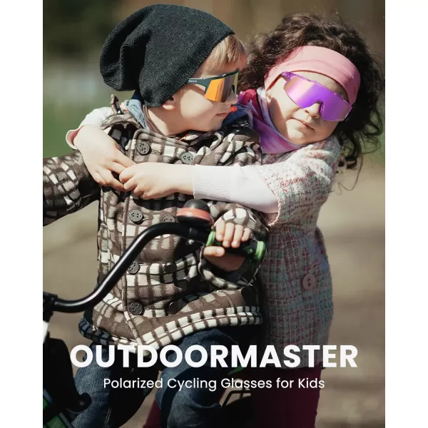 OutdoorMaster Hawk Kids Polarized Sunglasses Kids Baseball Sunglasses with UV Protection for Girls  Boys 614Clear Framerevo Red