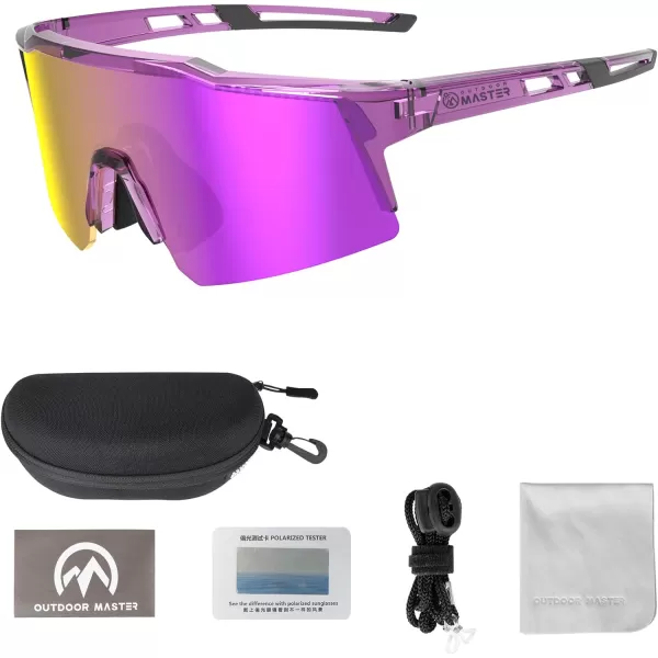 OutdoorMaster Hawk Kids Polarized Sunglasses Kids Baseball Sunglasses with UV Protection for Girls  Boys 614Purple Framerevo Purple