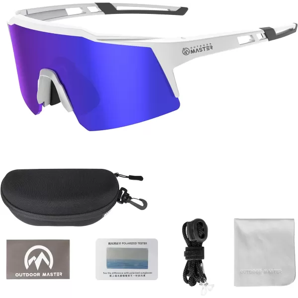 OutdoorMaster Hawk Kids Polarized Sunglasses Kids Baseball Sunglasses with UV Protection for Girls  Boys 614White Framerevo Blue