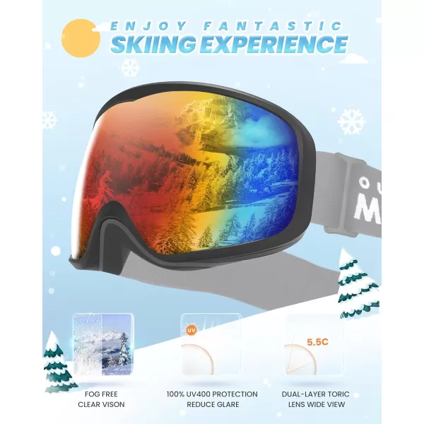 OutdoorMaster Owl Kids Ski Goggles OTG AntiFog Snowboard Goggles with 100 UV ProtectionBlack Framevlt 15 Revo Colorful