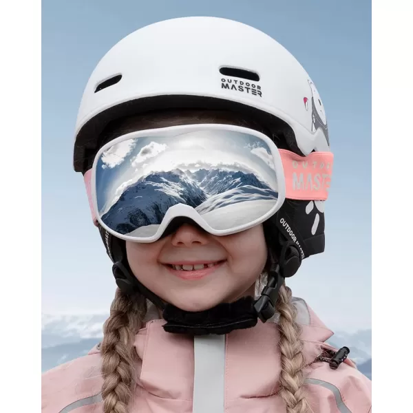 OutdoorMaster Owl Kids Ski Goggles OTG AntiFog Snowboard Goggles with 100 UV ProtectionWhite Framevlt 10 Silver Lens