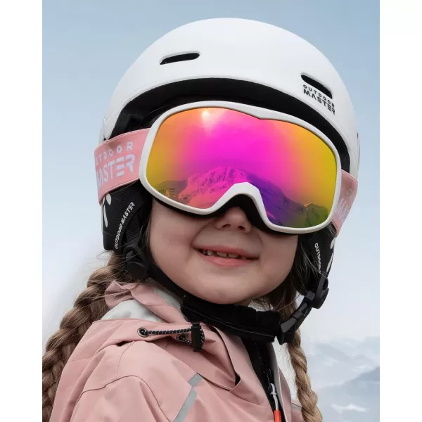 OutdoorMaster Owl Kids Ski Goggles OTG AntiFog Snowboard Goggles with 100 UV ProtectionWhite Framevlt 13 Revo Pink