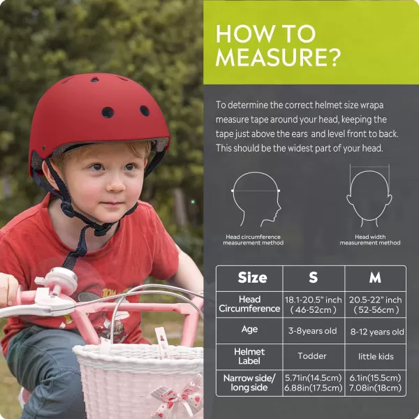 OutdoorMaster Youth  Kids Bike Helmet  Adjustable MultiSports Skateboard Helmet with Removable Liners for Balance Bike Toddler Scooter One Wheel HoverboardRed