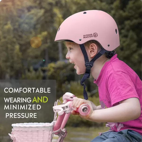 OutdoorMaster Youth  Kids Bike Helmet  Adjustable MultiSports Skateboard Helmet with Removable Liners for Balance Bike Toddler Scooter One Wheel HoverboardPink