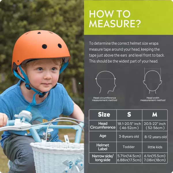 OutdoorMaster Youth  Kids Bike Helmet  Adjustable MultiSports Skateboard Helmet with Removable Liners for Balance Bike Toddler Scooter One Wheel HoverboardOrange