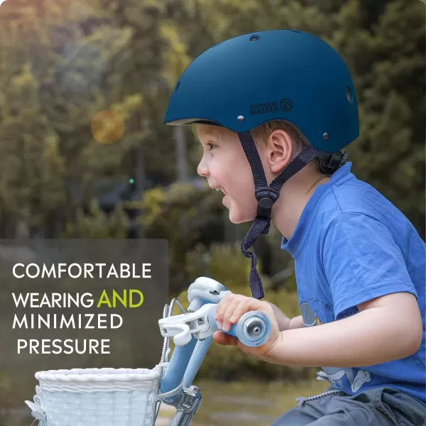 OutdoorMaster Youth  Kids Bike Helmet  Adjustable MultiSports Skateboard Helmet with Removable Liners for Balance Bike Toddler Scooter One Wheel HoverboardNavy Blue