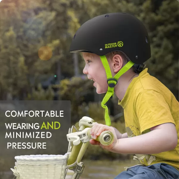 OutdoorMaster Youth  Kids Bike Helmet  Adjustable MultiSports Skateboard Helmet with Removable Liners for Balance Bike Toddler Scooter One Wheel HoverboardBlack Green